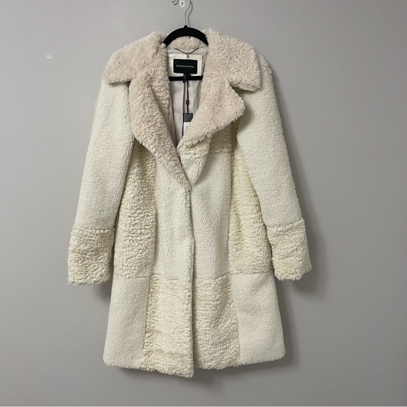 BCBGMAXAZRIA ivory faux fur coat nwt - Picture 1 of 4
